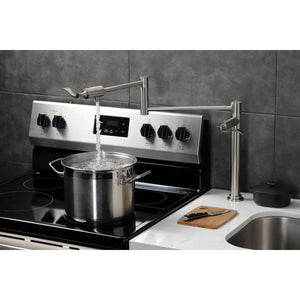 Century KS4708CFL Single-Hole Deck Mount Pot Filler, Brushed Nickel
