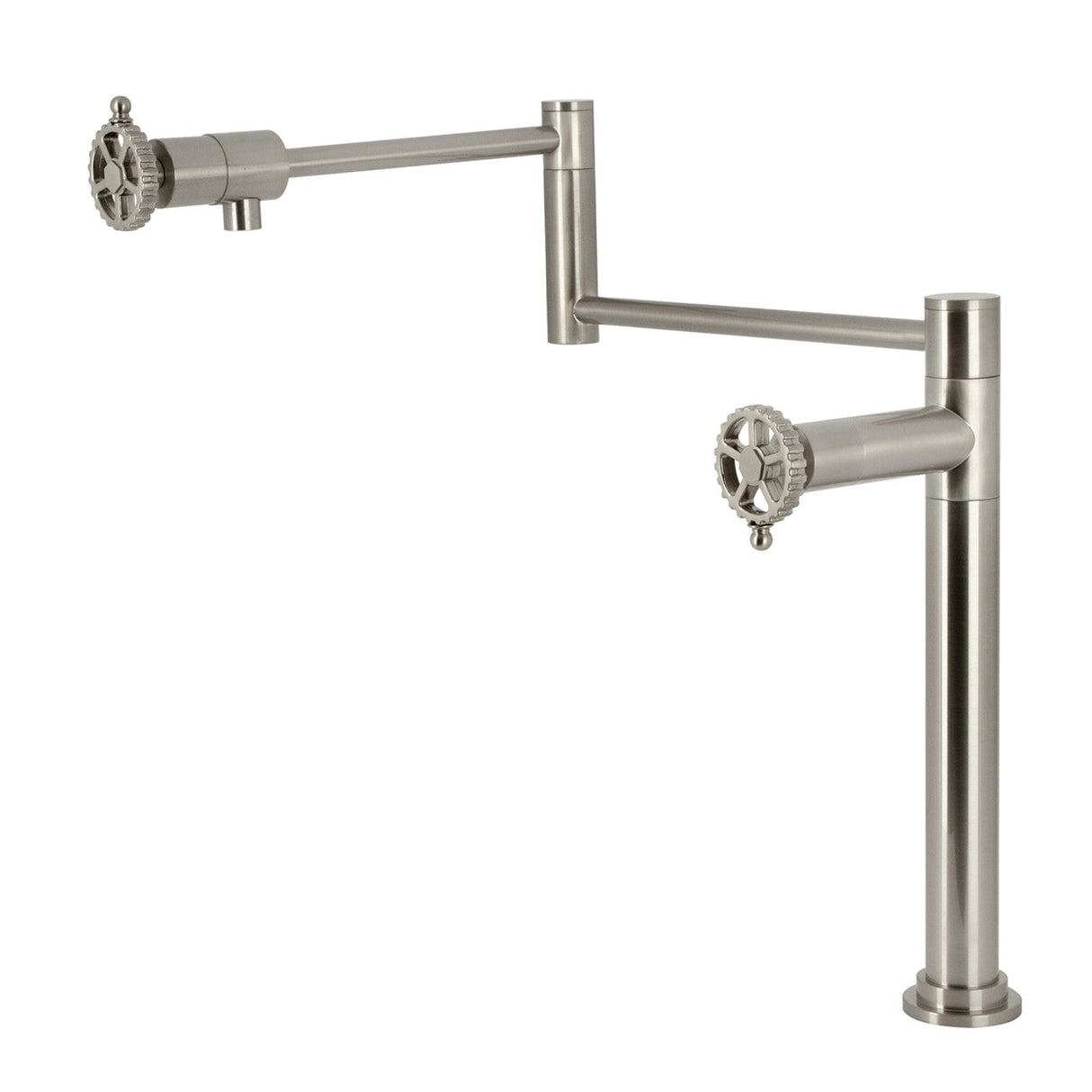 Fuller KS4708CG Two-Handle Deck Mount Pot Filler, Brushed Nickel