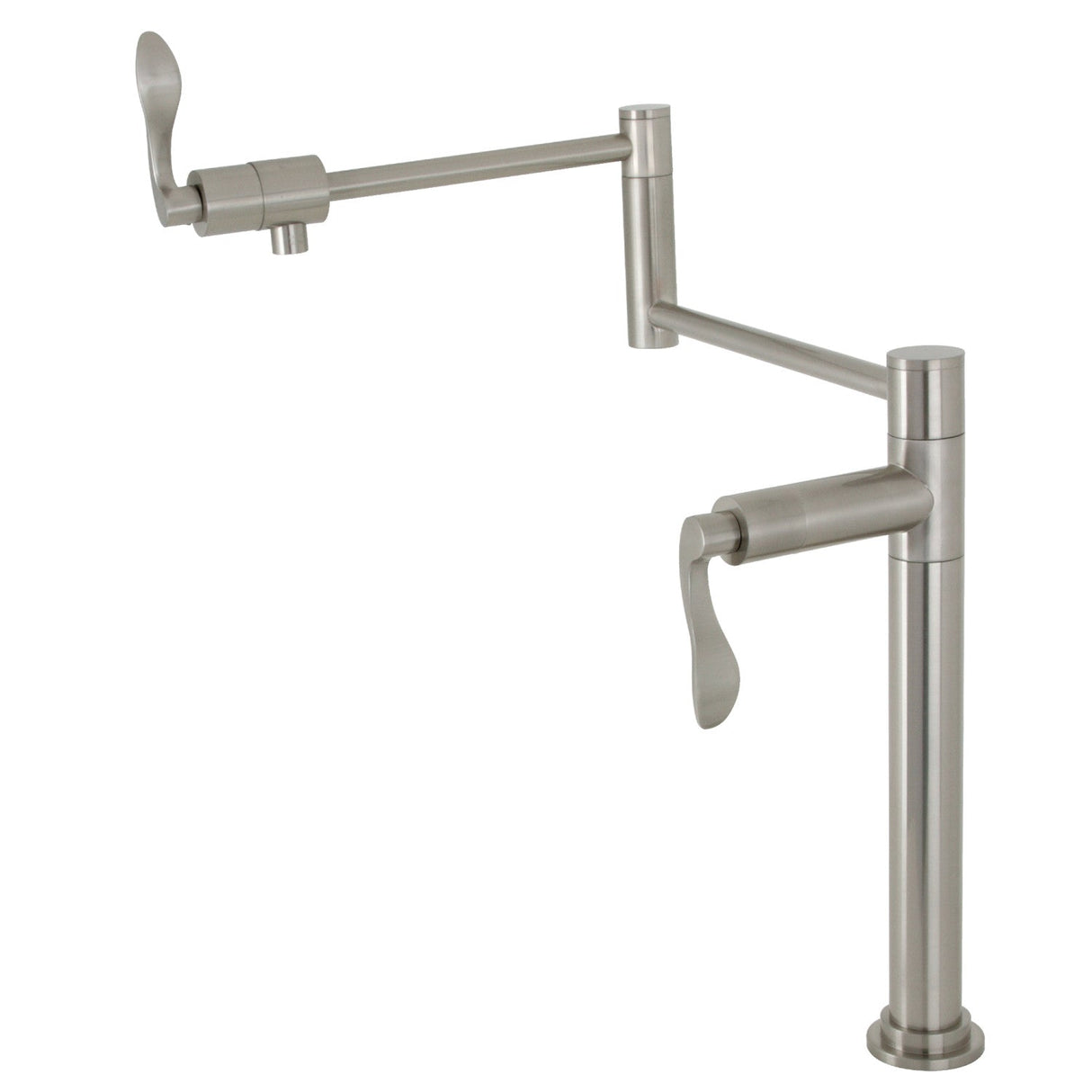 NuWave KS4708DFL Single-Hole Deck Mount Pot Filler, Brushed Nickel