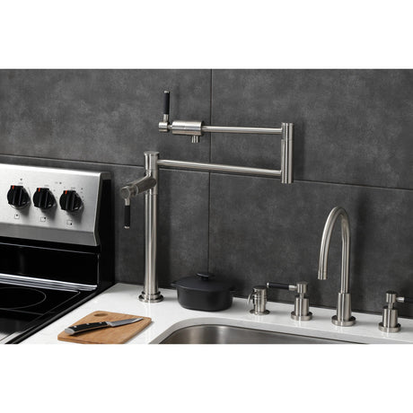 Kaiser KS4708DKL Single-Hole Deck Mount Pot Filler, Brushed Nickel