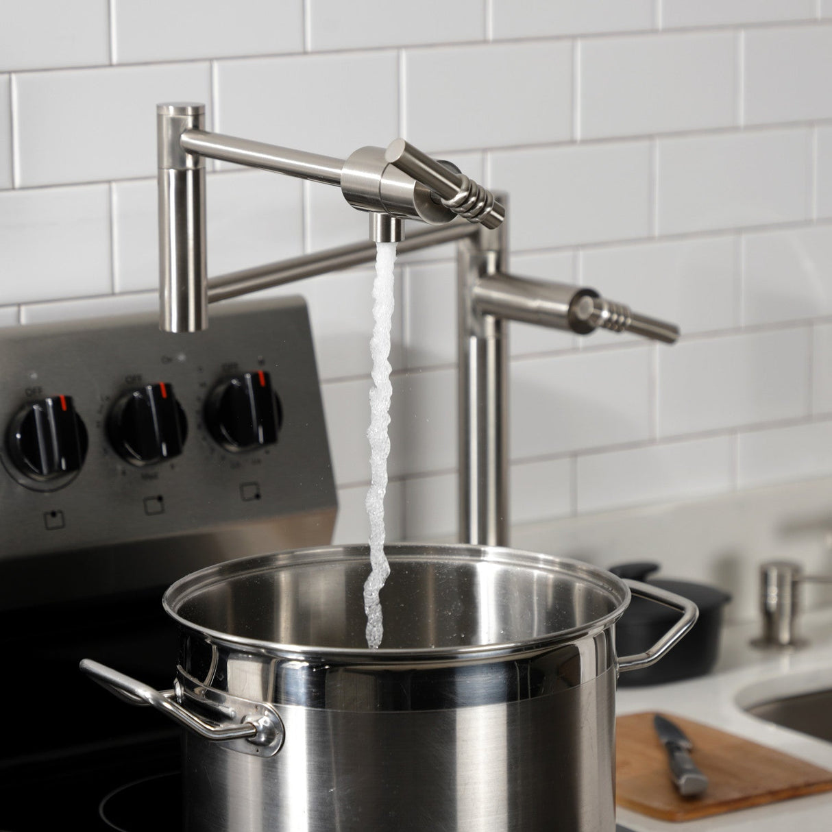 Milano KS4708ML Single-Hole Deck Mount Pot Filler, Brushed Nickel