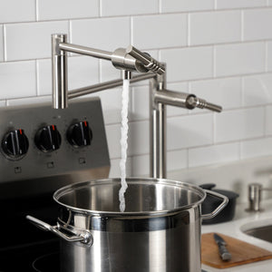 Milano KS4708ML Single-Hole Deck Mount Pot Filler, Brushed Nickel