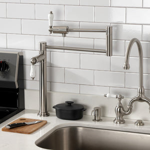Metropolitan KS4708PL Single-Hole Deck Mount Pot Filler, Brushed Nickel