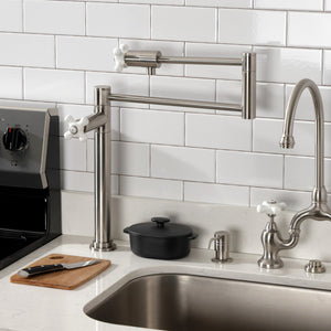 Metropolitan KS4708PX Single-Hole Deck Mount Pot Filler, Brushed Nickel