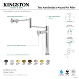 Wendell KS4708RKZ Two-Handle 1-Hole Deck Mount Pot Filler Faucet with Knurled Handle, Brushed Nickel