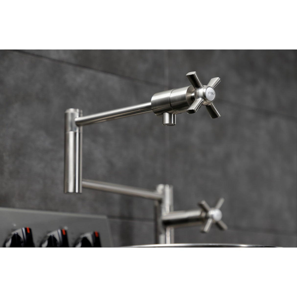 Millennium KS4708ZX Single-Hole Deck Mount Pot Filler, Brushed Nickel