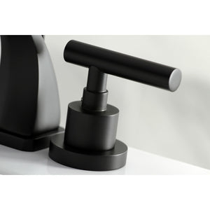 Manhattan KS4940CML Two-Handle 3-Hole Deck Mount Widespread Bathroom Faucet with Brass Pop-Up, Matte Black