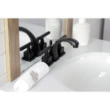 Claremont KS4940CQL Two-Handle 3-Hole Deck Mount Widespread Bathroom Faucet with Brass Pop-Up, Matte Black