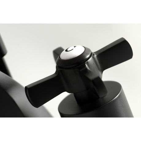 Millennium KS4940ZX Two-Handle 3-Hole Deck Mount Widespread Bathroom Faucet with Brass Pop-Up, Matte Black