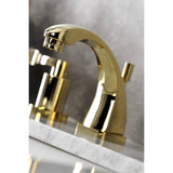 NuWave KS4942DFL Two-Handle 3-Hole Deck Mount Widespread Bathroom Faucet with Brass Pop-Up, Polished Brass
