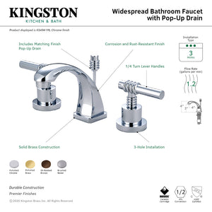 Claremont KS4942ML Two-Handle 3-Hole Deck Mount Widespread Bathroom Faucet with Brass Pop-Up, Polished Brass