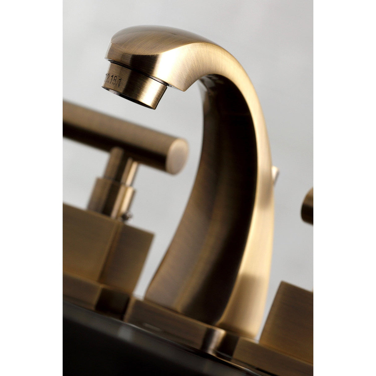 Claremont KS4943CQL Two-Handle 3-Hole Deck Mount Widespread Bathroom Faucet with Brass Pop-Up, Antique Brass