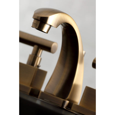 Claremont KS4943CQL Two-Handle 3-Hole Deck Mount Widespread Bathroom Faucet with Brass Pop-Up, Antique Brass