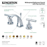 Manhattan KS4946CML Two-Handle 3-Hole Deck Mount Widespread Bathroom Faucet with Brass Pop-Up, Polished Nickel