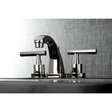 Manhattan KS4946CML Two-Handle 3-Hole Deck Mount Widespread Bathroom Faucet with Brass Pop-Up, Polished Nickel