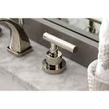 Manhattan KS4946CML Two-Handle 3-Hole Deck Mount Widespread Bathroom Faucet with Brass Pop-Up, Polished Nickel