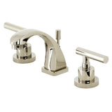 Manhattan KS4946CML Two-Handle 3-Hole Deck Mount Widespread Bathroom Faucet with Brass Pop-Up, Polished Nickel