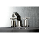 Millennium KS4946ZX Two-Handle 3-Hole Deck Mount Widespread Bathroom Faucet with Brass Pop-Up, Polished Nickel