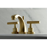 Manhattan KS4947CML Two-Handle 3-Hole Deck Mount Widespread Bathroom Faucet with Brass Pop-Up, Brushed Brass