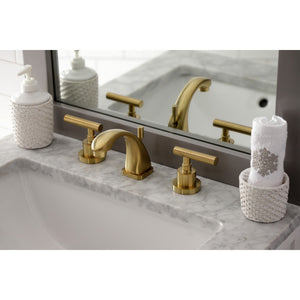 Manhattan KS4947CML Two-Handle 3-Hole Deck Mount Widespread Bathroom Faucet with Brass Pop-Up, Brushed Brass