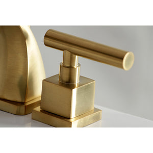 Claremont KS4947CQL Two-Handle 3-Hole Deck Mount Widespread Bathroom Faucet with Brass Pop-Up, Brushed Brass