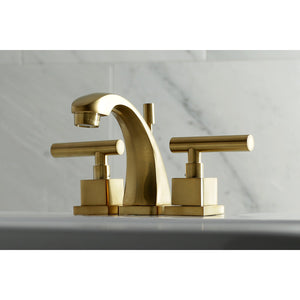 Claremont KS4947CQL Two-Handle 3-Hole Deck Mount Widespread Bathroom Faucet with Brass Pop-Up, Brushed Brass