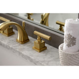 Claremont KS4947CQL Two-Handle 3-Hole Deck Mount Widespread Bathroom Faucet with Brass Pop-Up, Brushed Brass