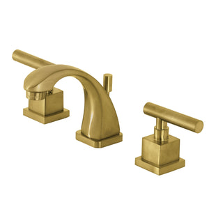 Claremont KS4947CQL Two-Handle 3-Hole Deck Mount Widespread Bathroom Faucet with Brass Pop-Up, Brushed Brass