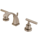 Manhattan KS4948CML Two-Handle 3-Hole Deck Mount Widespread Bathroom Faucet with Brass Pop-Up, Brushed Nickel