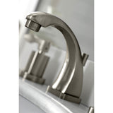 NuWave KS4948DFL Two-Handle 3-Hole Deck Mount Widespread Bathroom Faucet with Brass Pop-Up, Brushed Nickel