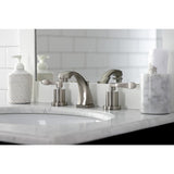 NuWave KS4948DFL Two-Handle 3-Hole Deck Mount Widespread Bathroom Faucet with Brass Pop-Up, Brushed Nickel