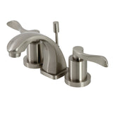 NuWave KS4948DFL Two-Handle 3-Hole Deck Mount Widespread Bathroom Faucet with Brass Pop-Up, Brushed Nickel