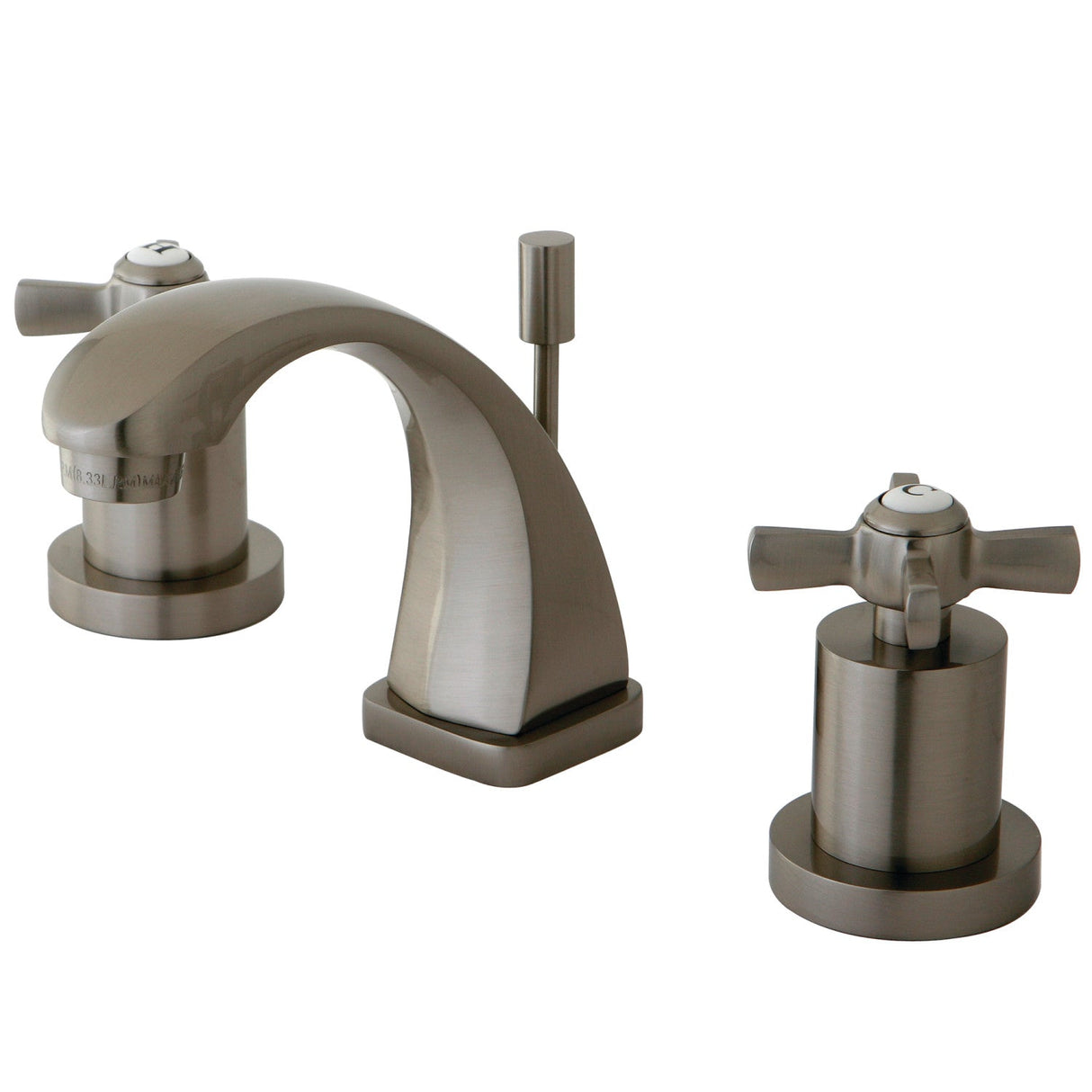 Millennium KS4948ZX Two-Handle 3-Hole Deck Mount Widespread Bathroom Faucet with Brass Pop-Up, Brushed Nickel