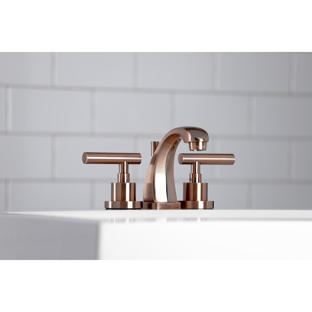 Manhattan KS494CMLAC Two-Handle 3-Hole Deck Mount Widespread Bathroom Faucet with Brass Pop-Up, Antique Copper