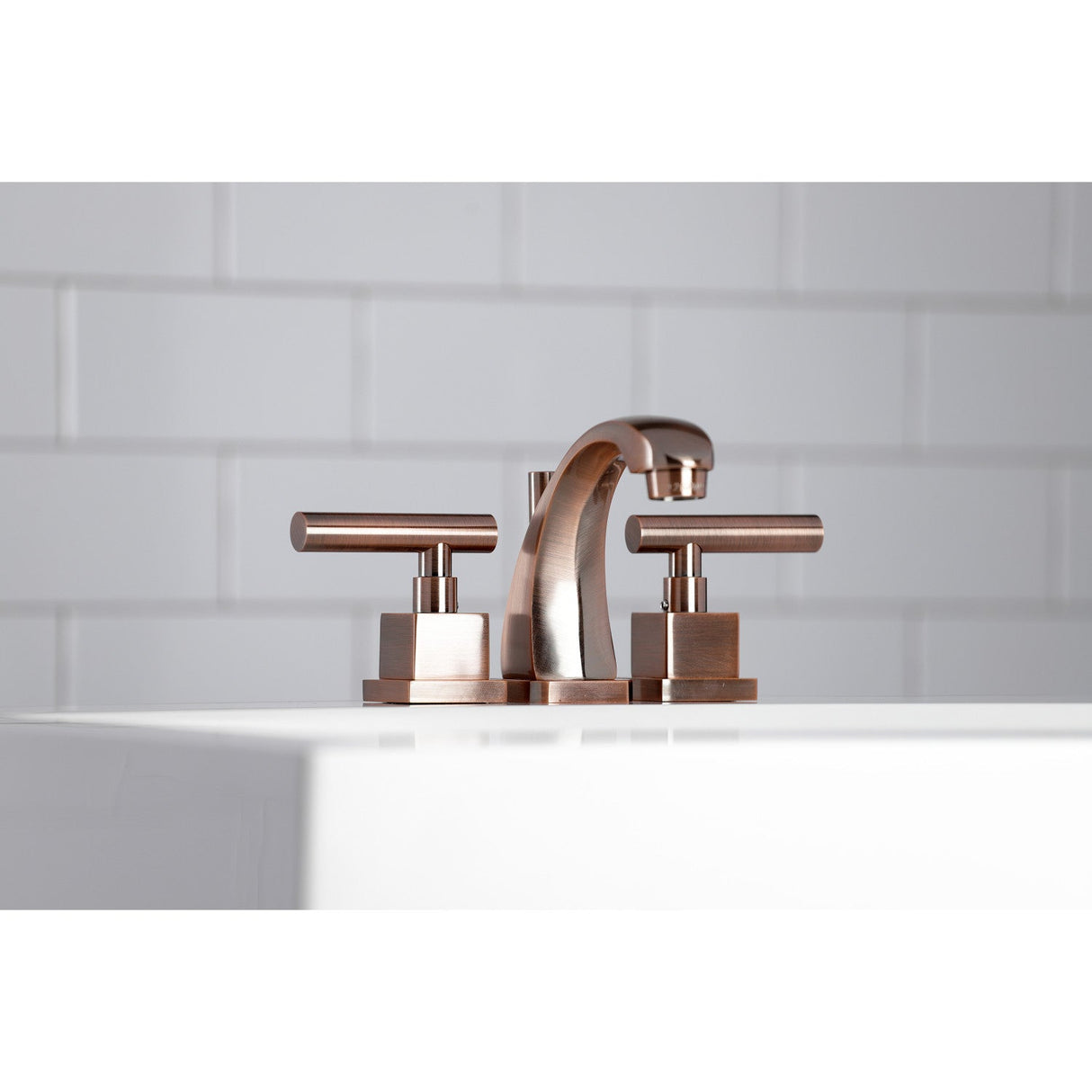 Claremont KS494CQLAC Two-Handle 3-Hole Deck Mount Widespread Bathroom Faucet with Brass Pop-Up, Antique Copper