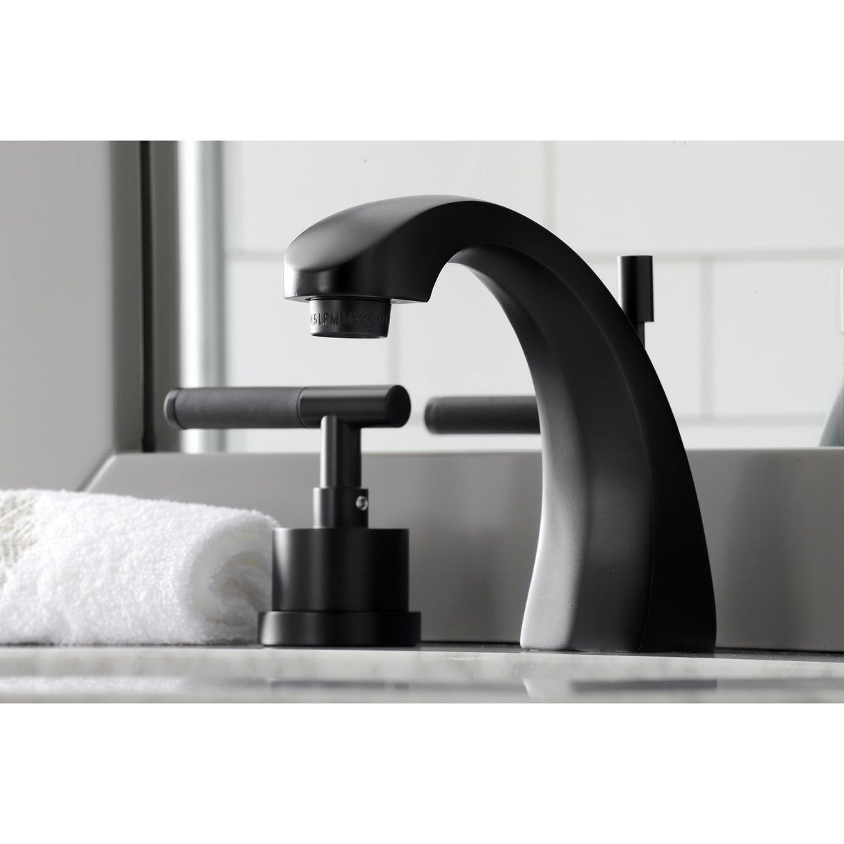 Kaiser KS4980CKL Two-Handle Deck Mount Widespread Bathroom Faucet with Brass Pop-Up, Matte Black