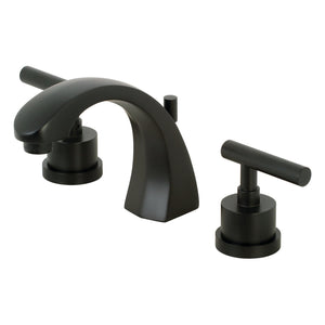 Manhattan KS4980CML Two-Handle 3-Hole Deck Mount Widespread Bathroom Faucet with Brass Pop-Up, Matte Black