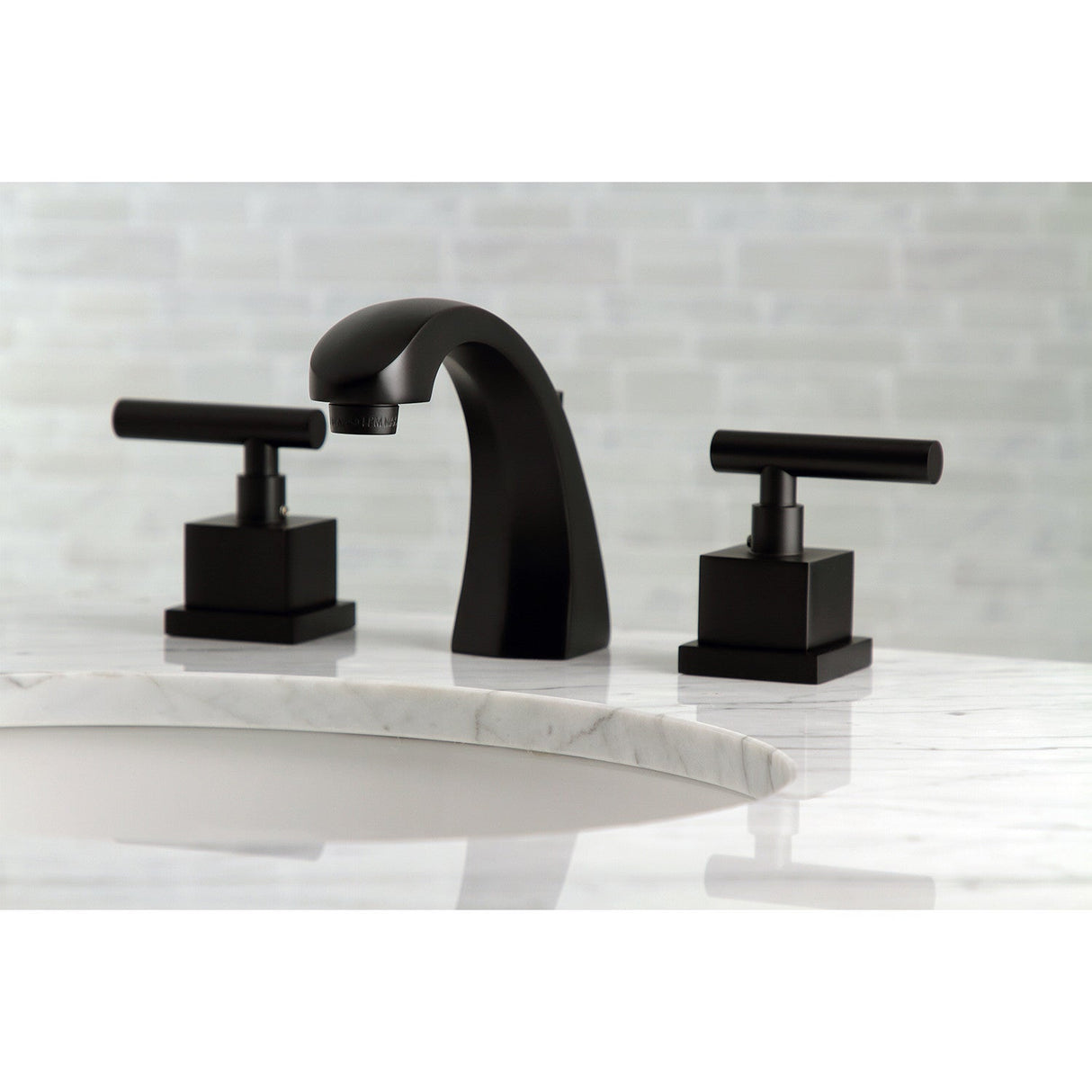 Claremont KS4980CQL Two-Handle 3-Hole Deck Mount Widespread Bathroom Faucet with Brass Pop-Up, Matte Black