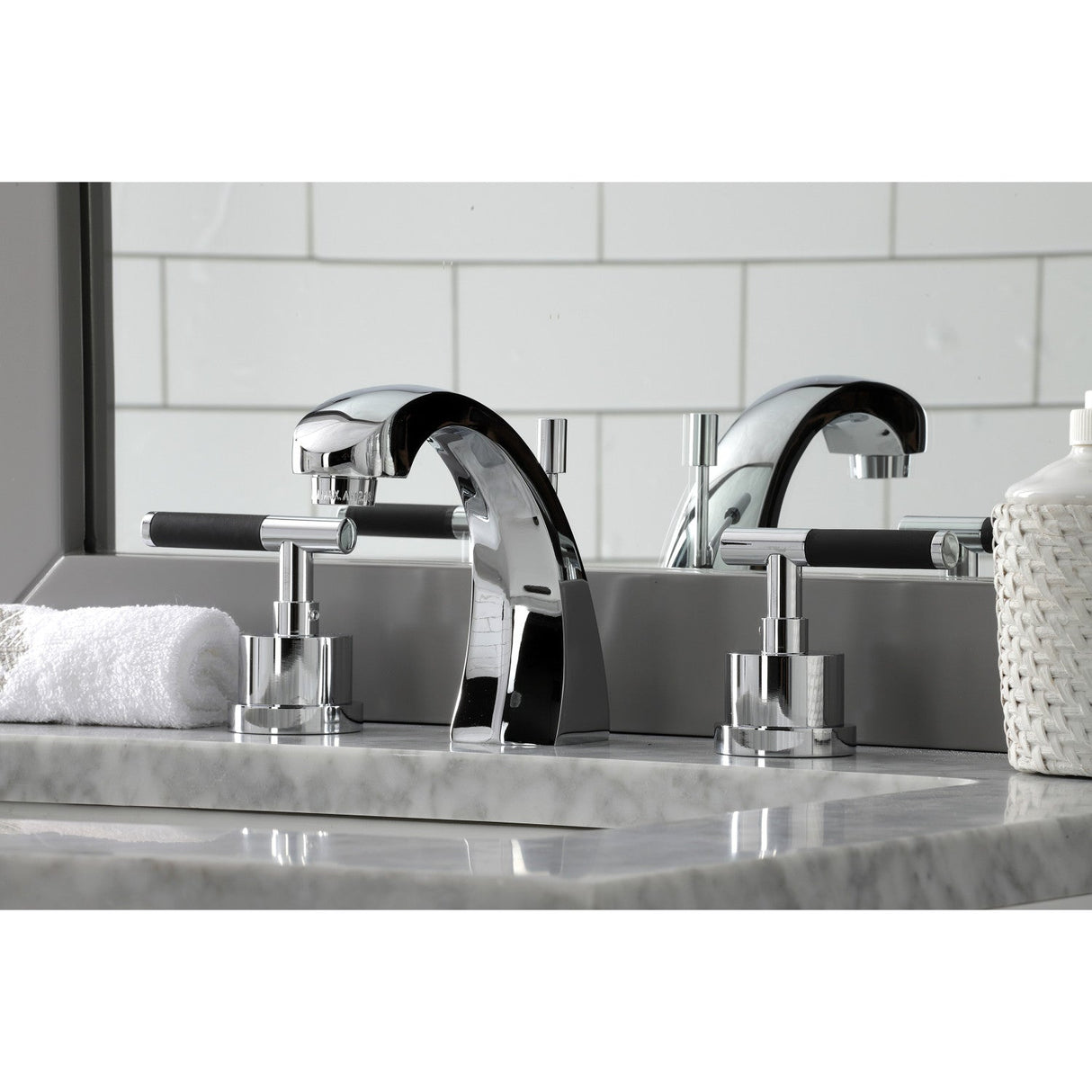 Kaiser KS4981CKL Two-Handle Deck Mount Widespread Bathroom Faucet with Brass Pop-Up, Polished Chrome