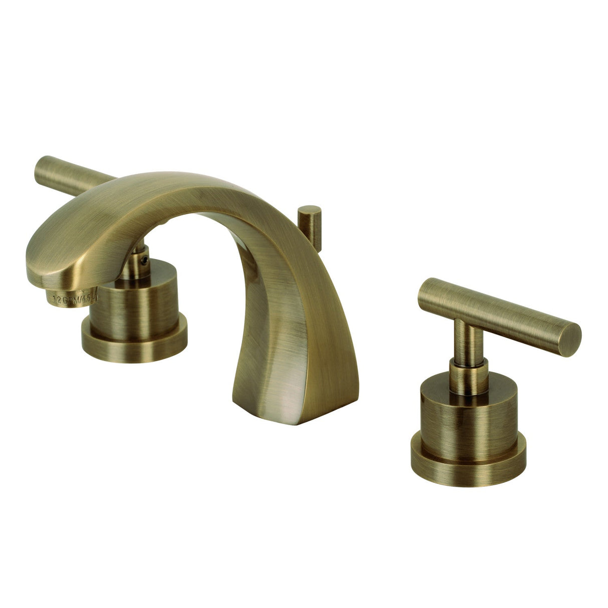 Manhattan KS4983CML Two-Handle 3-Hole Deck Mount Widespread Bathroom Faucet with Brass Pop-Up, Antique Brass