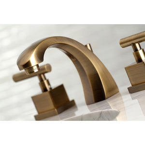 Claremont KS4983CQL Two-Handle 3-Hole Deck Mount Widespread Bathroom Faucet with Brass Pop-Up, Antique Brass