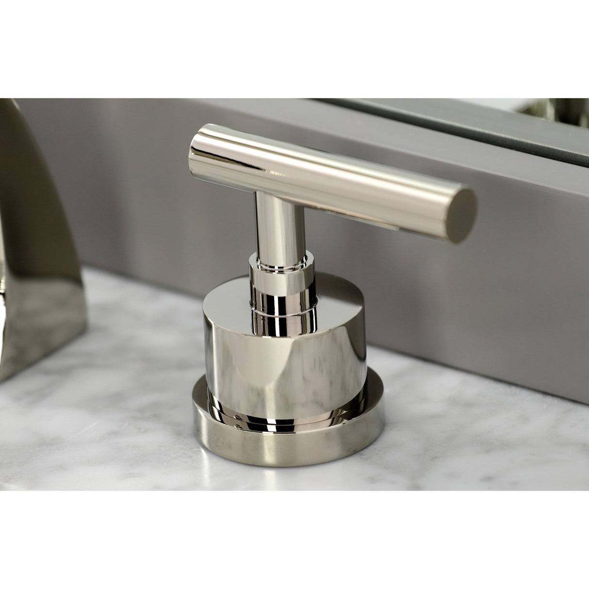 Manhattan KS4986CML Two-Handle 3-Hole Deck Mount Widespread Bathroom Faucet with Brass Pop-Up, Polished Nickel