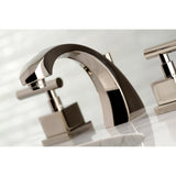 Claremont KS4986CQL Two-Handle 3-Hole Deck Mount Widespread Bathroom Faucet with Brass Pop-Up, Polished Nickel