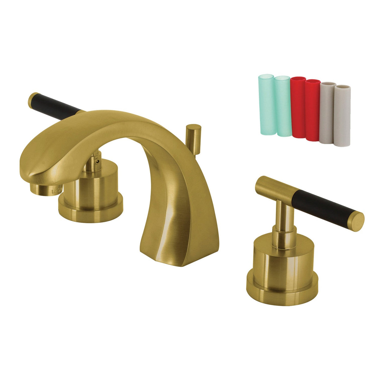 Kaiser KS4987CKL Two-Handle Deck Mount Widespread Bathroom Faucet with Brass Pop-Up, Brushed Brass