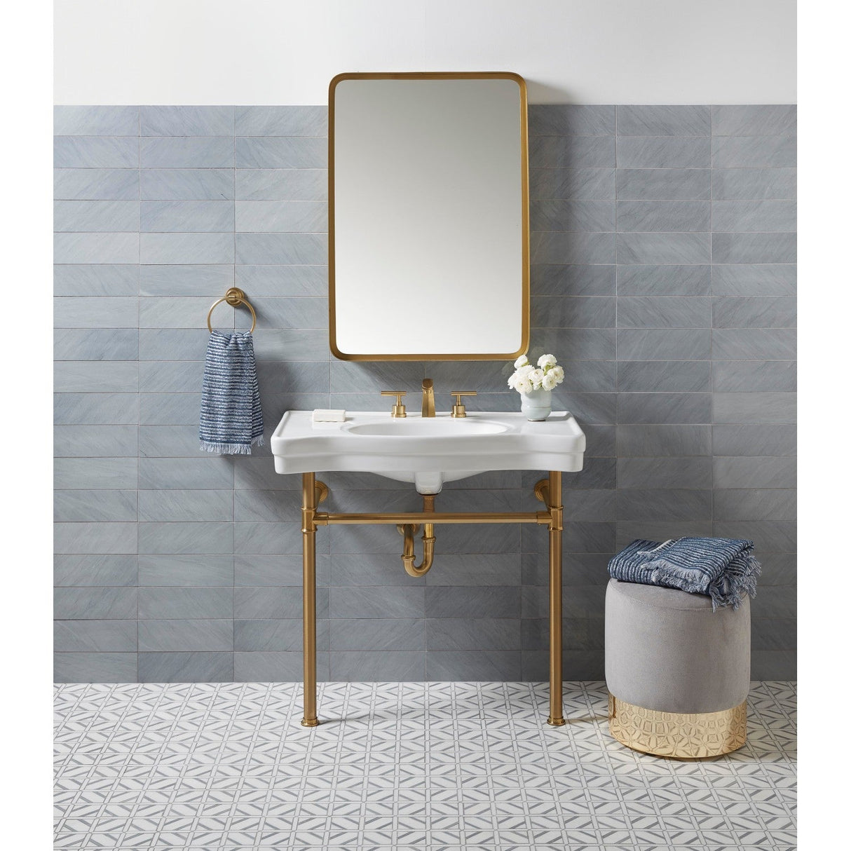 Manhattan KS4987CML Two-Handle 3-Hole Deck Mount Widespread Bathroom Faucet with Brass Pop-Up, Brushed Brass