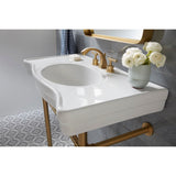 Manhattan KS4987CML Two-Handle 3-Hole Deck Mount Widespread Bathroom Faucet with Brass Pop-Up, Brushed Brass