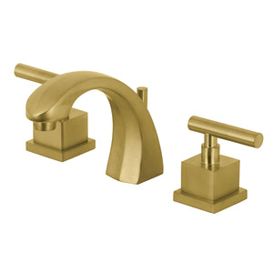 Claremont KS4987CQL Two-Handle 3-Hole Deck Mount Widespread Bathroom Faucet with Brass Pop-Up, Brushed Brass