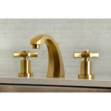 Millennium KS4987ZX Two-Handle 3-Hole Deck Mount Widespread Bathroom Faucet with Brass Pop-Up, Brushed Brass