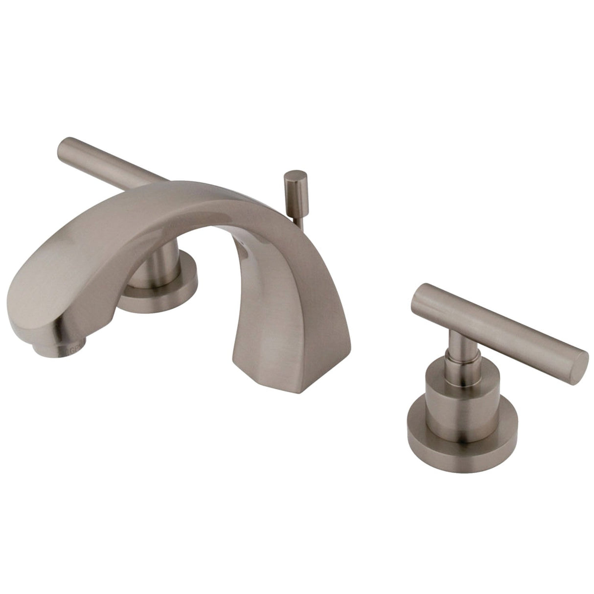 Manhattan KS4988CML Two-Handle 3-Hole Deck Mount Widespread Bathroom Faucet with Brass Pop-Up, Brushed Nickel