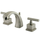 Claremont KS4988CQL Two-Handle 3-Hole Deck Mount Widespread Bathroom Faucet with Brass Pop-Up, Brushed Nickel